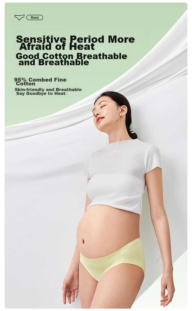 PurCotton Maternity Underwear, Knitted Low-Rise Pure Cotton Panties, Specialized for Pregnancy And Postpartum, Triangle Briefs, 2 Pieces, Skin Color + Pink, Size L 5