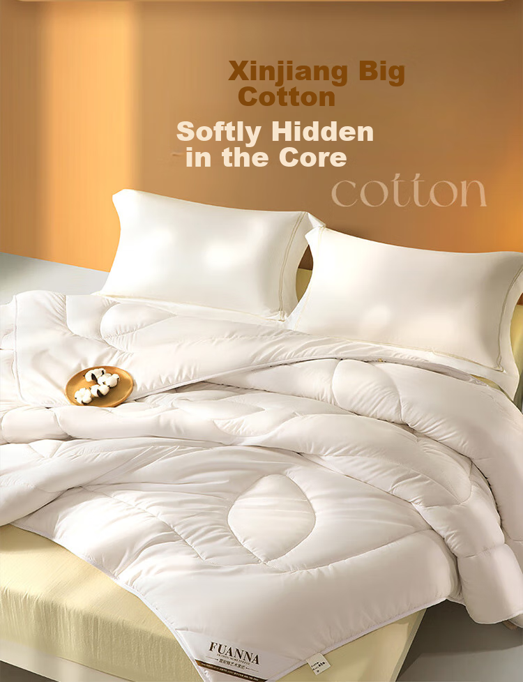 FUANNA 51% Xinjiang Cotton Quilt for Spring And Autumn, Antibacterial Cotton Comforter for Spring And Autumn, Double-Sized Air Conditioning Quilt Core, 4.2 Jin (2.1 Kg), 203*229cm 5