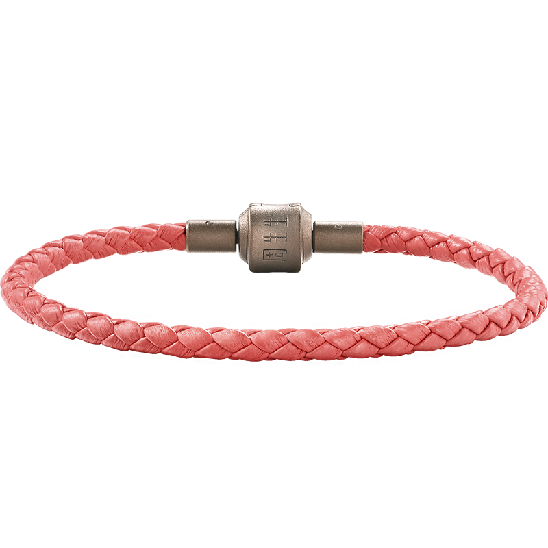 CHOW SANG SANG [Xian Sheng] Beaded Bracelet, 3mm Thin Version, Lucky Charm Cord, Leather Strap for Men And Women, Fixed Price Leather Cord - Pink B19