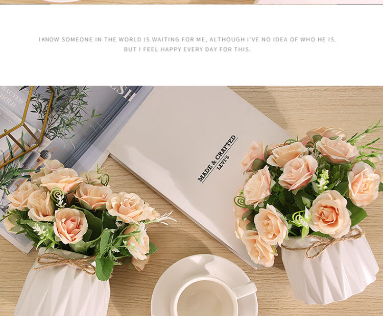 Shengshitaibao Artificial Flower Arrangement, Silk Flowers for Decoration, Floral Design for Dining Room, Entrance Hall And Living Room Ornaments, Fresh And Simple Style, Blue Color, 18cm 10