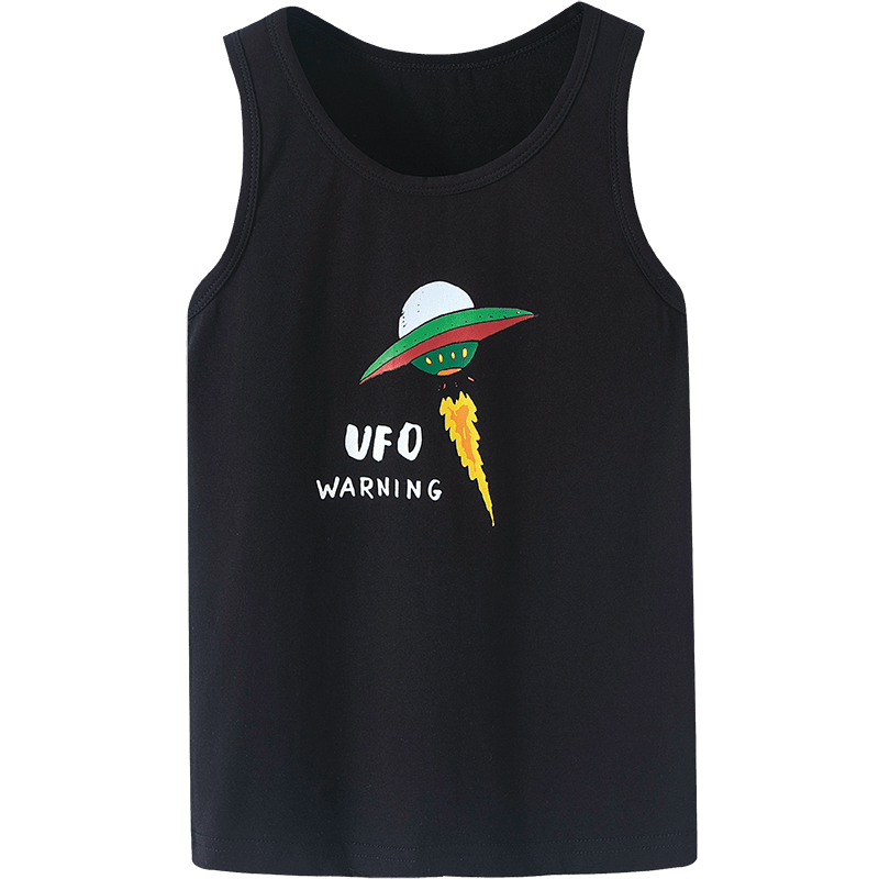 THREEGUN Class A Comfortable Elastic Cotton Vest for Boys And Girls, Children's Outdoor Wear 39121A0 Black 130