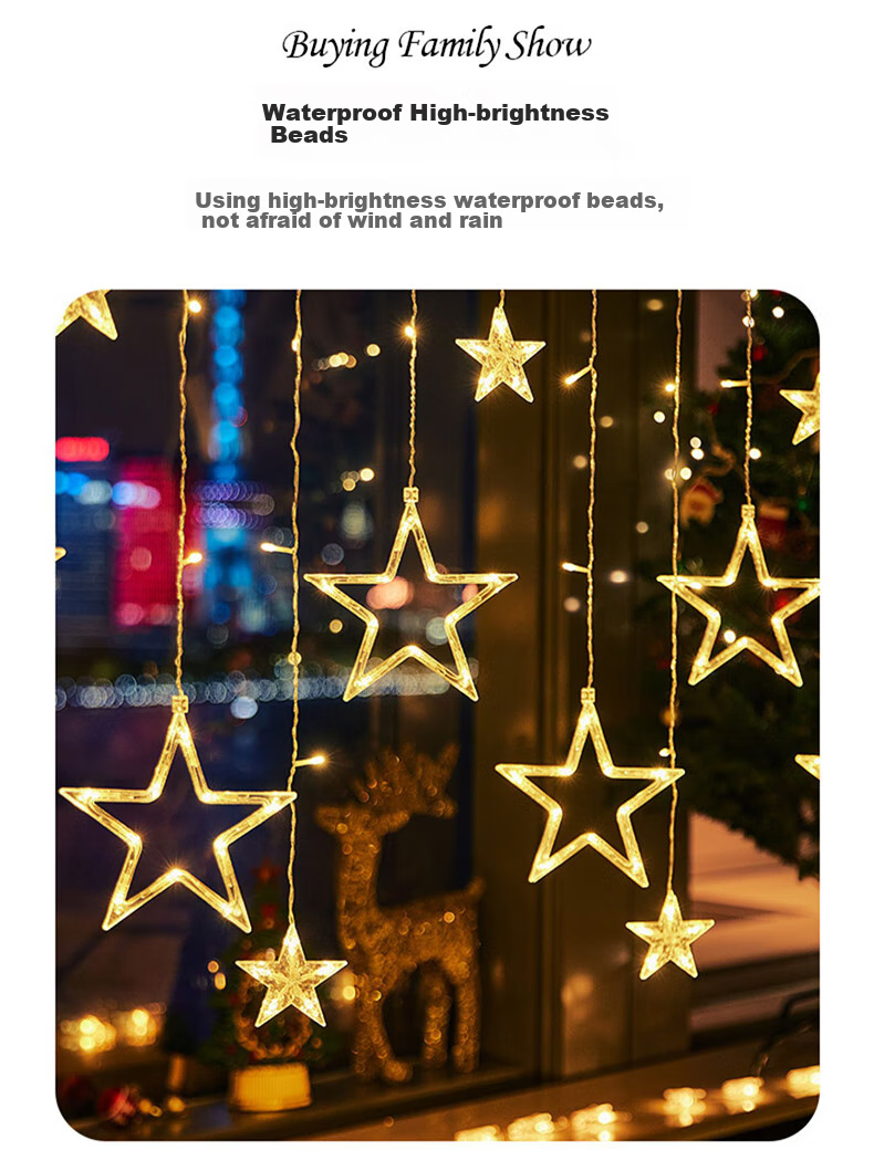 Duomeiyi Colorful String Lights, Christmas Decorative Star Lights, Birthday Scene Setup, LED String Lights, Christmas Tree Decoration, Flashing Plug-In Model 6