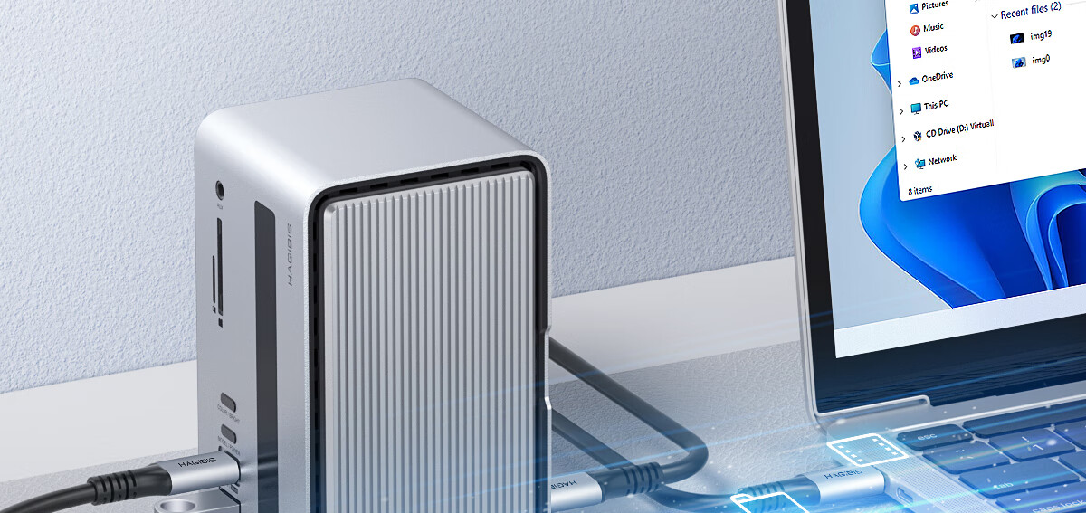 Hagibis Desktop Expansion Dock, Type-C Hub, USB Multi-Port Adapter, Hard Drive Enclosure, M.2 Thunderbolt 5/4 Compatible, Suitable for Apple Mac Laptops, HUB Splitter 14