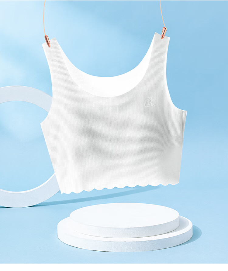 Dingguagua Girls' Underwear, Puberty Training Bra for Elementary School Students, First Stage Camisole, Children's Bra, Seamless, Anti-Nipple Show, Summer, White 75A 4