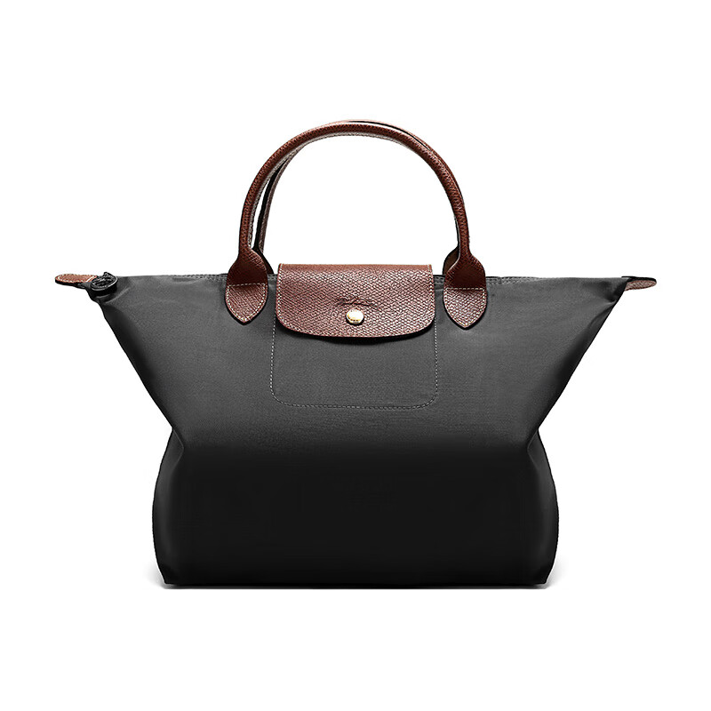 珑骧longchamp 奢侈品 女士le pliage系列中号金属灰织物短柄可折叠