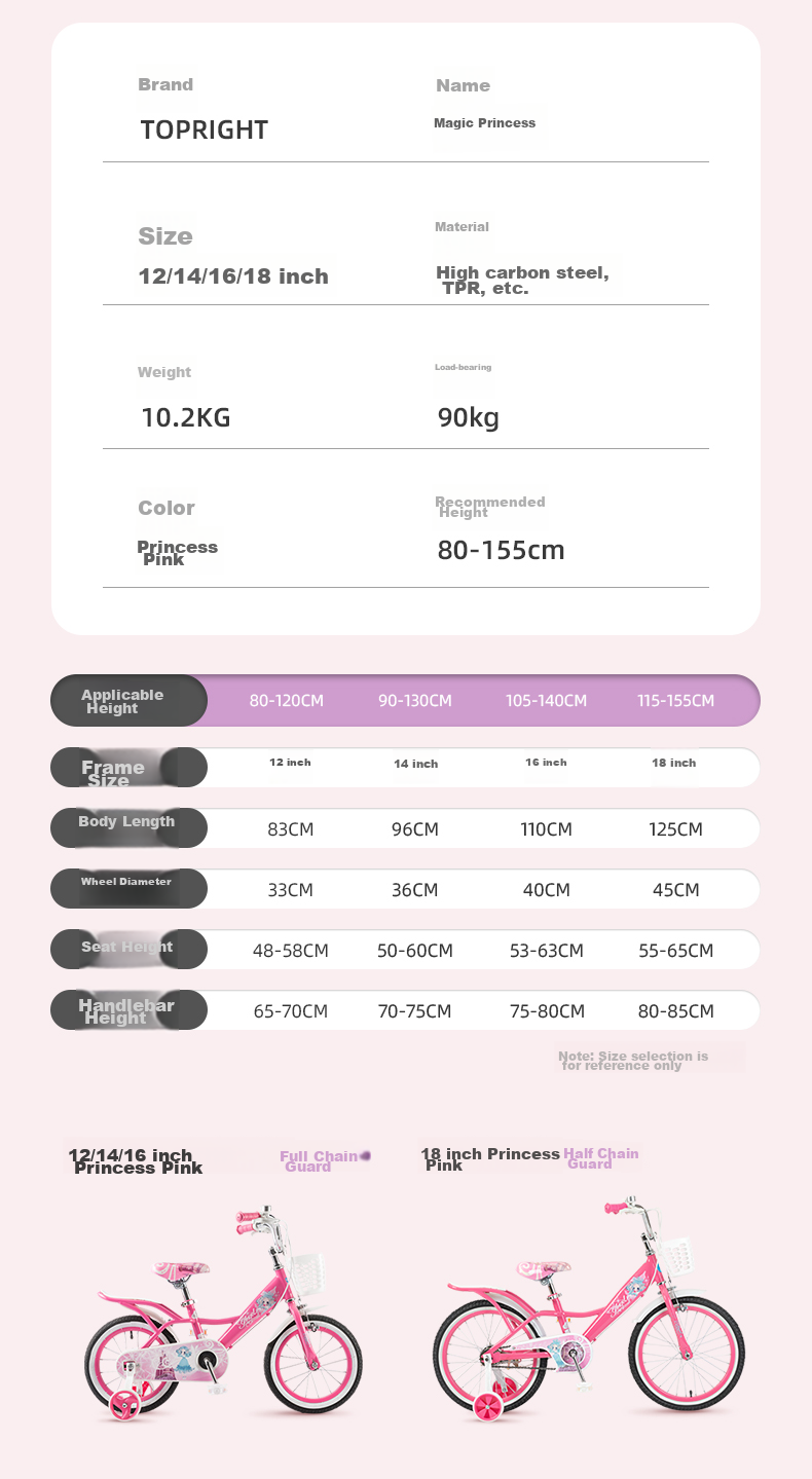 TOPRIGHT Sold by JD, Honeybird Aluminum Alloy Children's Bicycle for Girls Aged 3-8, Baby Pedal Bike, 16-Inch Pink 16