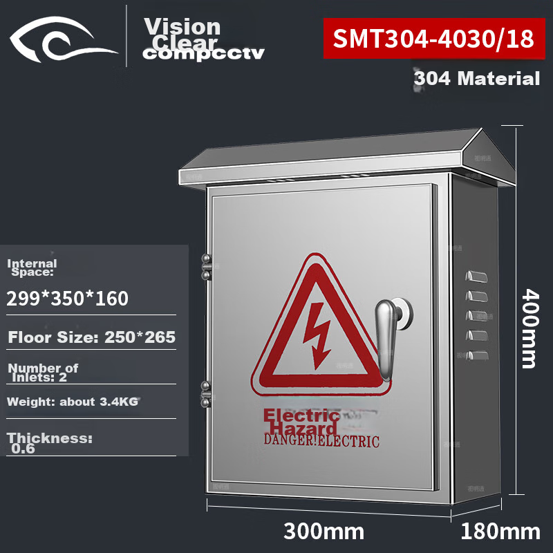 COMPCCTV Security Monitoring 304 Stainless Steel Distribution Box Equipment Box Outdoor Low-Voltage Waterproof Box Outdoor Switch Waterproof Box Junction Box