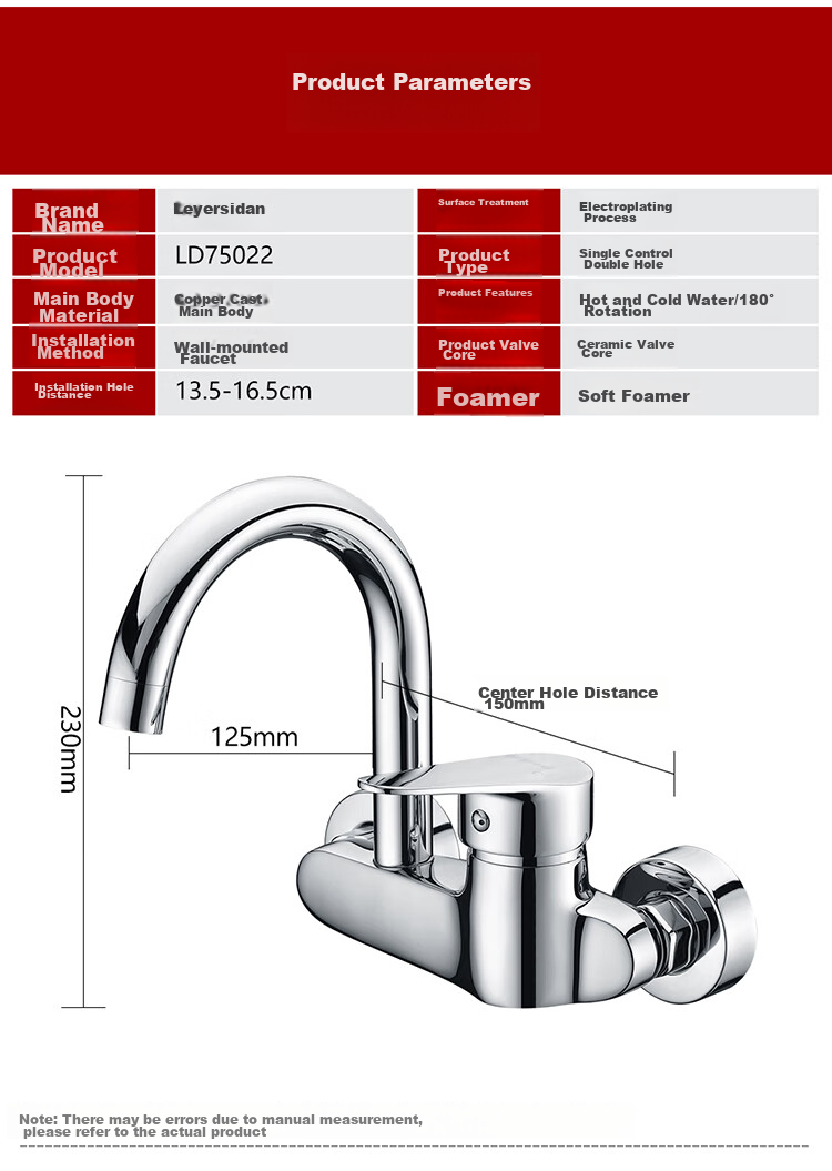Larsd Wall-Mounted Kitchen Faucet, Hot And Cold Rotatable Sink Mixer Tap for Balcony, LD75022 1