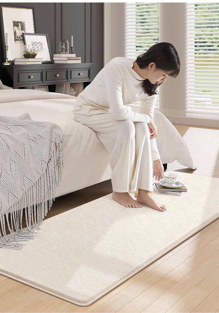 Dajiang Bedside Rug, Bedroom And Dressing Room High-End Soft Bed Runner, Long Strip Carpet for Front of Bed, 80x160cm 10
