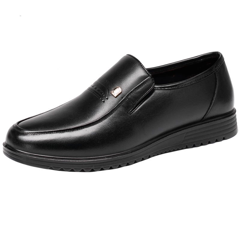 LAORENTOU Men's Leather Shoes, Business Slip-On Formal Shoes, Cowhide Dad Shoes, Wear-Resistant Driving Shoes LJD587 Black Size 44