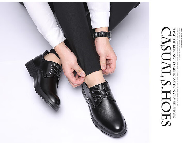 BEIOUTU Men's Business Casual Leather Shoes, Formal Comfortable Low-Top Lace-Up British Style Men's Shoes, 581 Black, Size 43 4