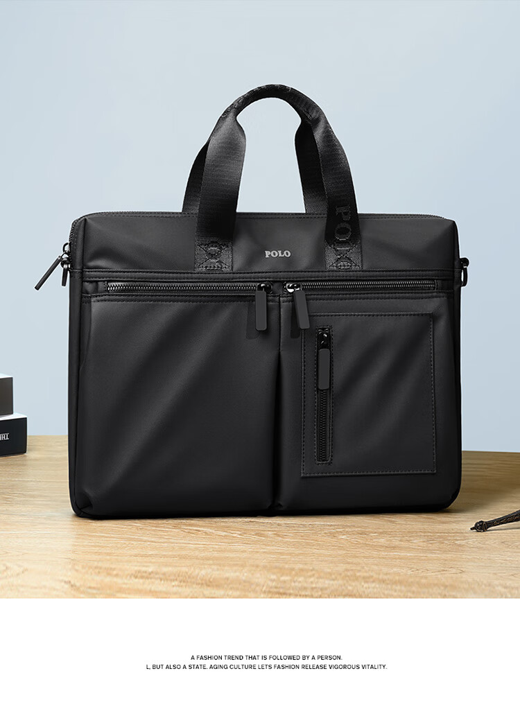 POLO Briefcase, Men's Casual Business Bag, 15-Inch Laptop Bag, Office Handbag for Men, Shoulder Crossbody Bag 3