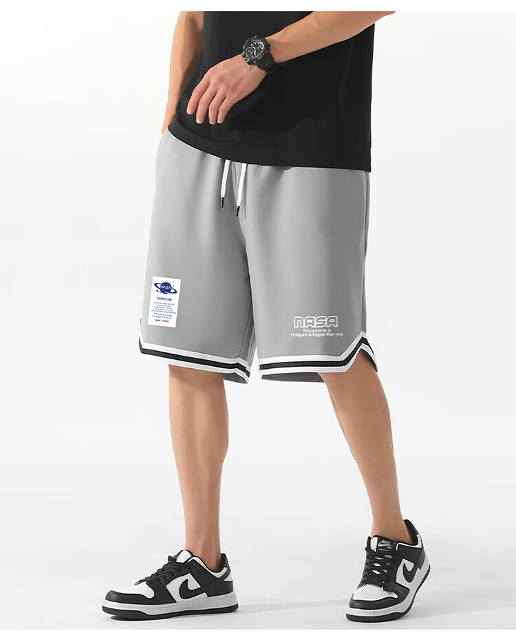 NASA GISS Men's Sports Shorts, Summer Lightweight Casual Basketball Shorts, Youth Student Leisure Knee-Length Shorts, Black, Size S 20