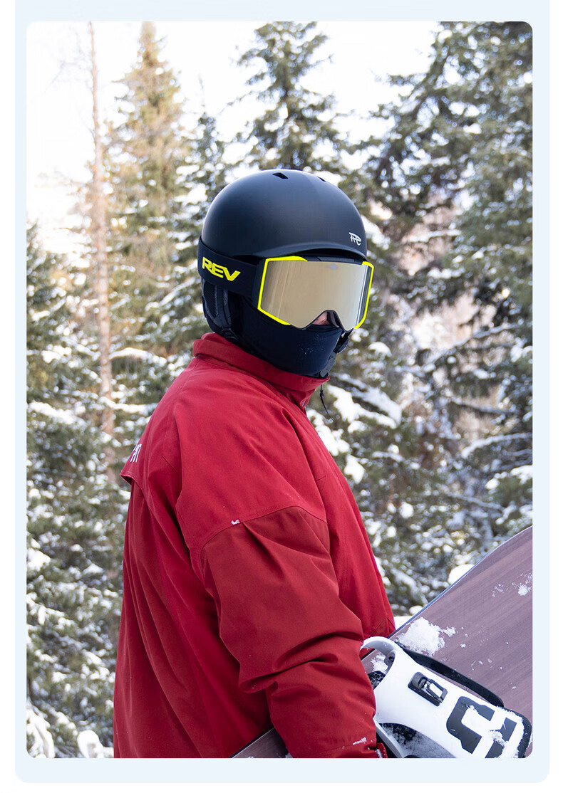 Ruiwu REV Ski Helmet, Asian Head Shape, Mips Triple Safety Certification, Single And Double Board, for Men And Women, F3 Matte Black Mips L 18