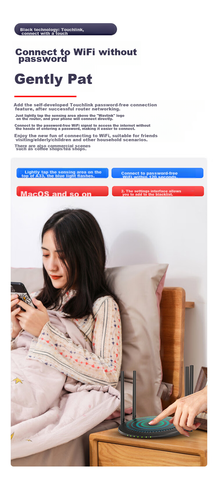 Wavlink Full Gigabit Wireless WiFi Router, AC1200M Dual-Band 5G High-Speed Wall-Penetrating Home Router, Full Gigabit Wired Port WiFi Gaming Router D2G 14