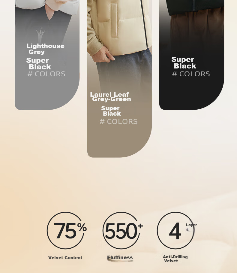361° Men's Down Vest Autumn Winter New Waterproof Warm Sports Casual Running Stand Collar Jacket 652544401-4 4