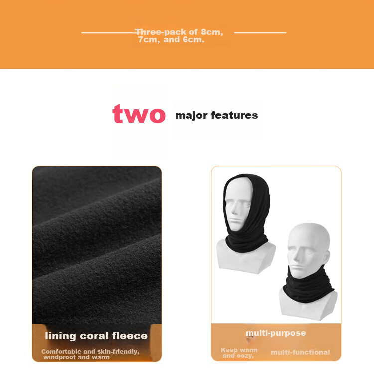 FOREVER Neck Gaiter for Men And Women, Winter Outdoor Warmth, Autumn And Winter Thickened Fleece Pullover Neck Warmer, Black 3