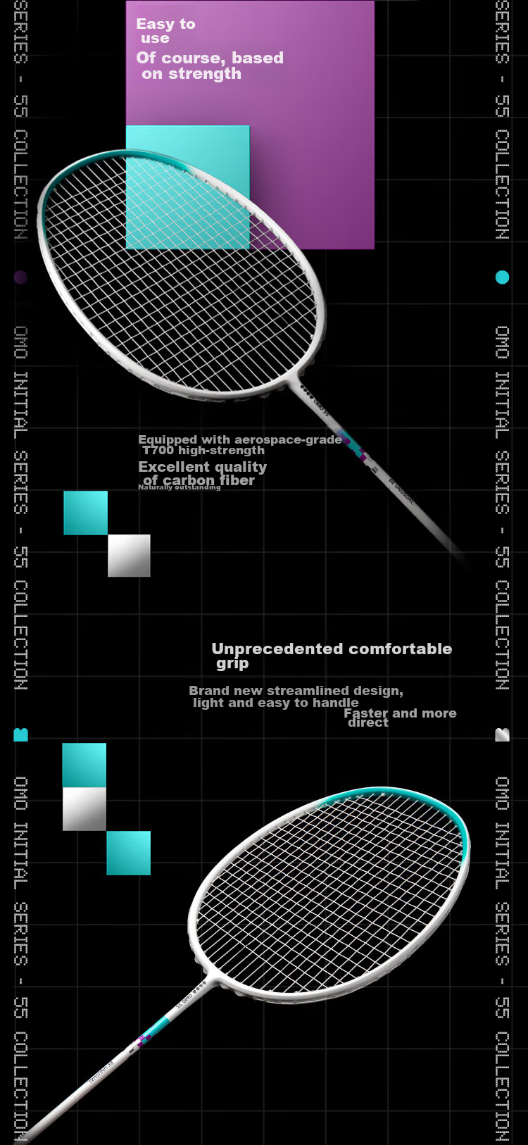 Dooot Badminton Racket, Single Racket OMO55, Ultra-Light 4U, Full Carbon Fiber, Durable, Adult Professional Training Racket 2