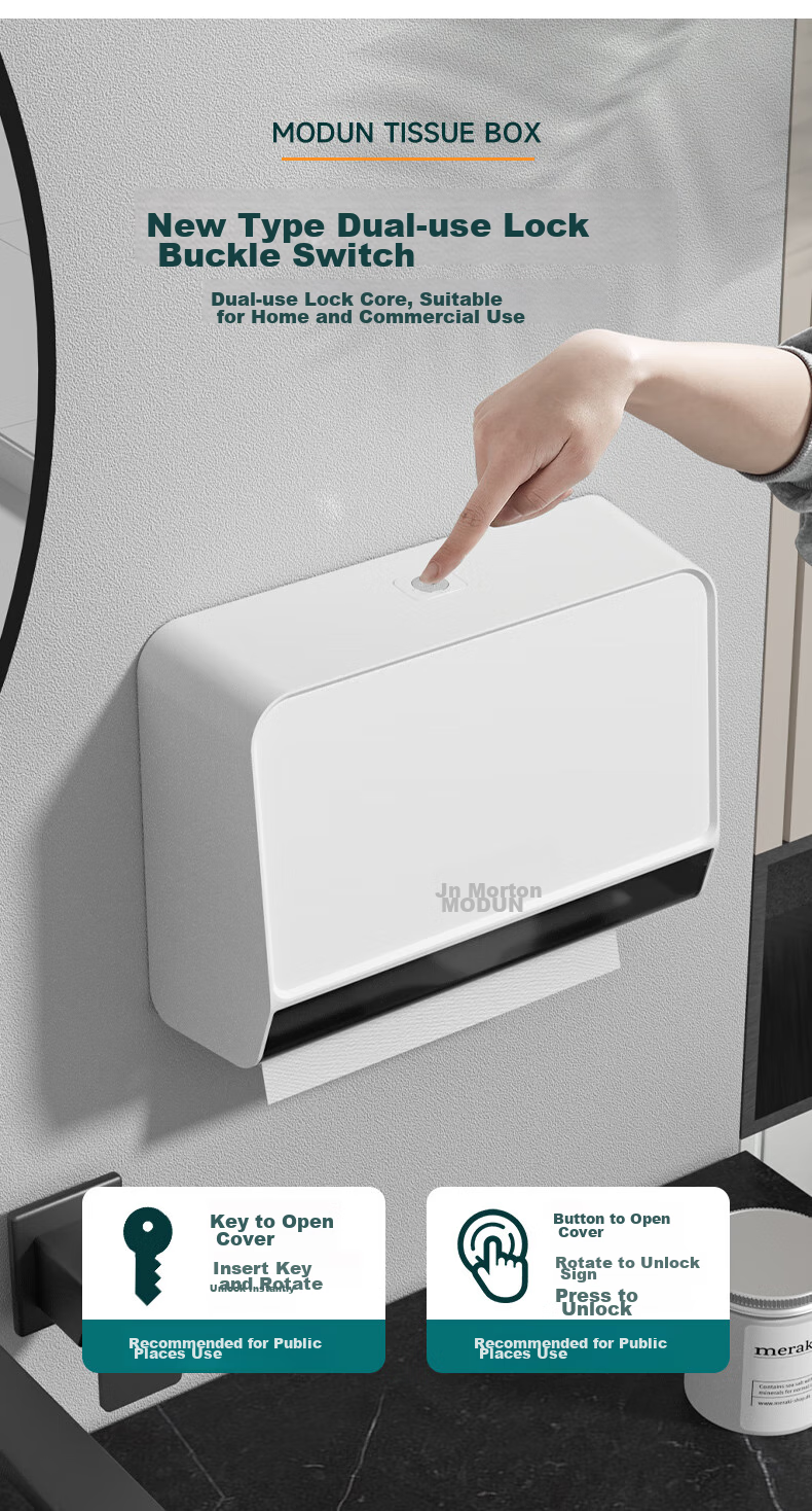 MODUN Hand Towel Dispenser, Bathroom Hand Towel Holder, Commercial Wall-Mounted No-Drill Washroom Paper Towel Dispenser 6