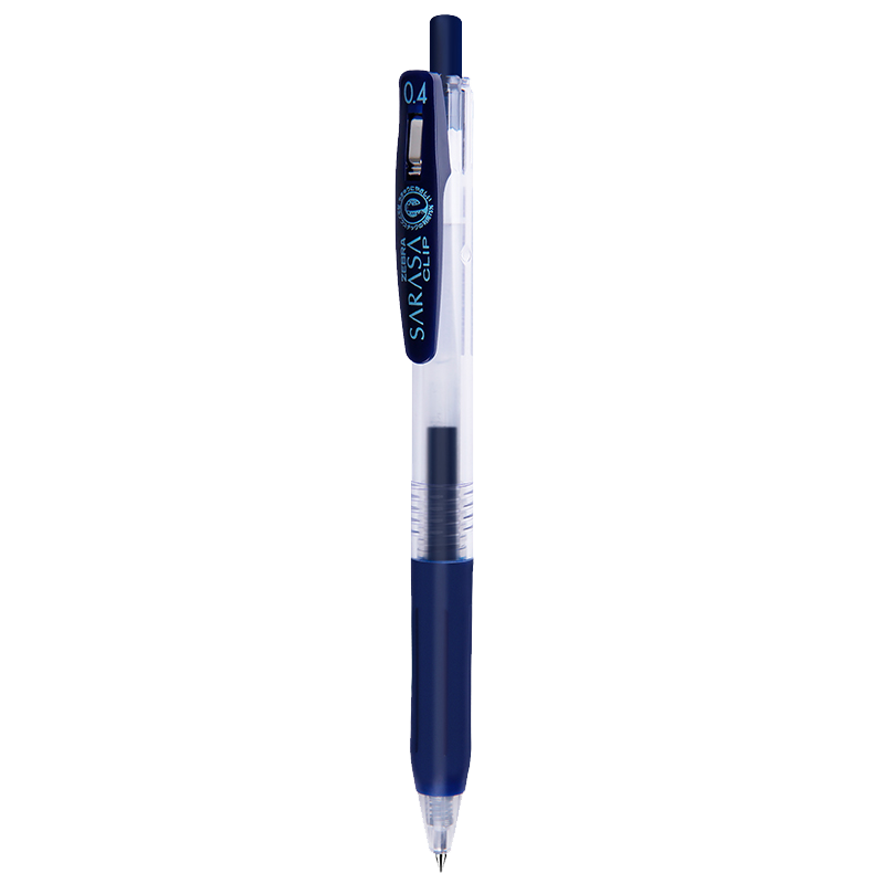 ZEBRA 0.4mm Bullet Tip Retractable Gel Pen, Colorful Student Note Signing Pen, Study Marking Coloring Journal Pen, JJS15 Blue-Black, Single Pe