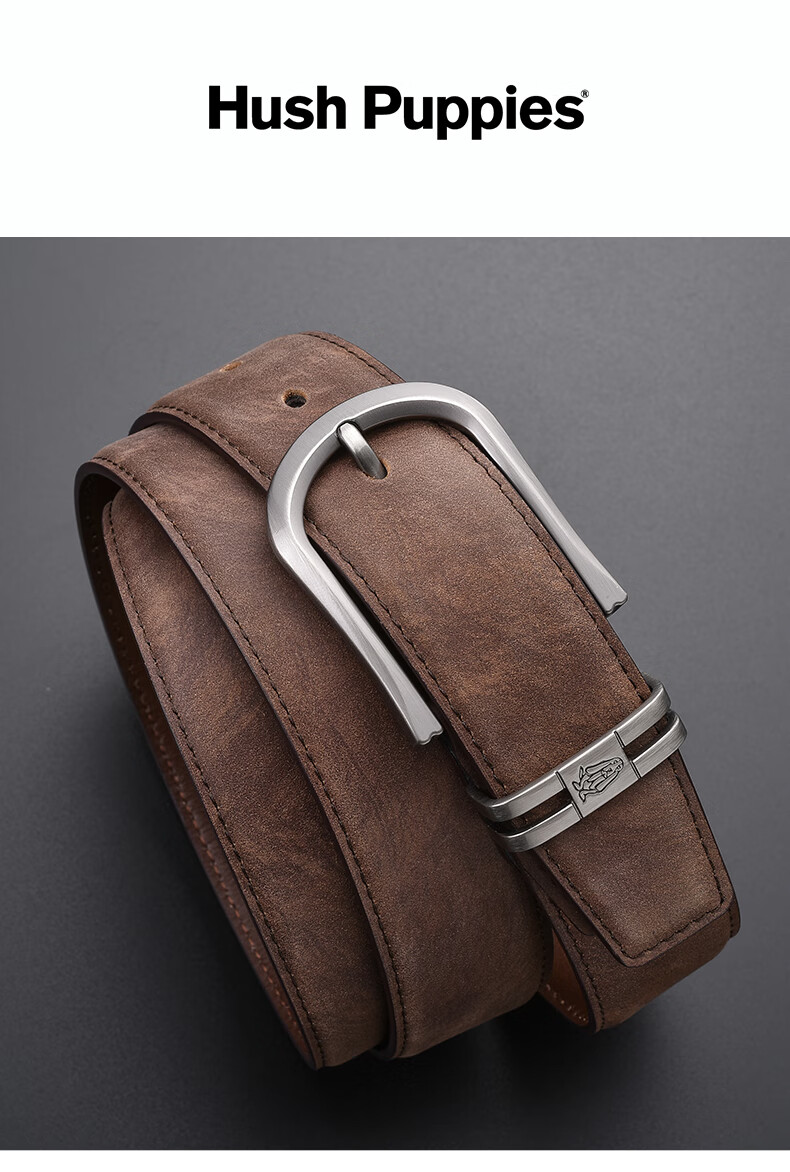 Hush Puppies Men's Leather Belt Simple Classic Versatile Birthday Gift for Boyfriend with Practical Gift Box 1