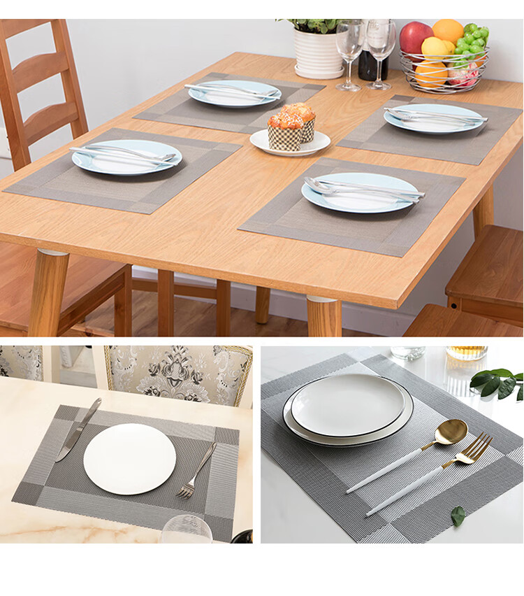 Quatrefoil Table Mat, Western-Style Placemat, Heat Insulation Pad, Pot Holder, Anti-Scalding, Coffee Table Cloth, Dining Plate Mat, Beige, 2-Piece Set 7