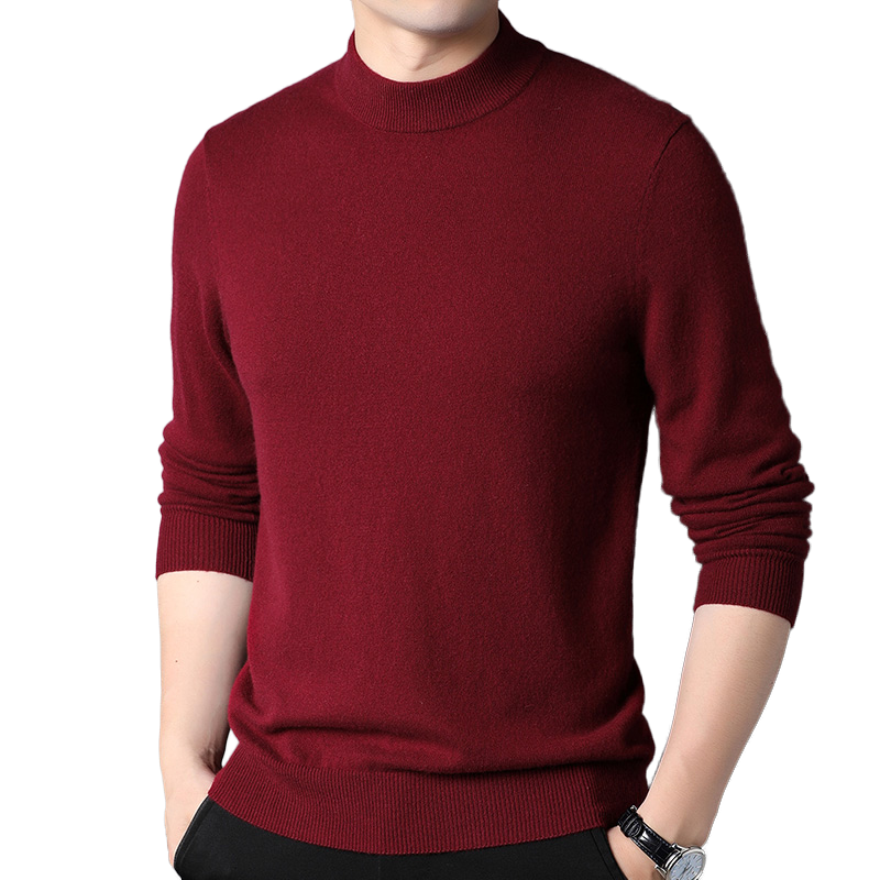 Hengyuanxiang Pure Cashmere Sweater for Men, Semi-Turtleneck, Warm, Versatile, New Year Battle Robe, Zodiac Year Red Sweater, Thick Style