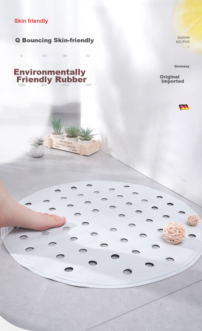 RIDDER German Imported TPE Bathroom Non-Slip Mat, Round Dotted Hollow Non-Slip Mat, Light Gray, Diameter 52 1