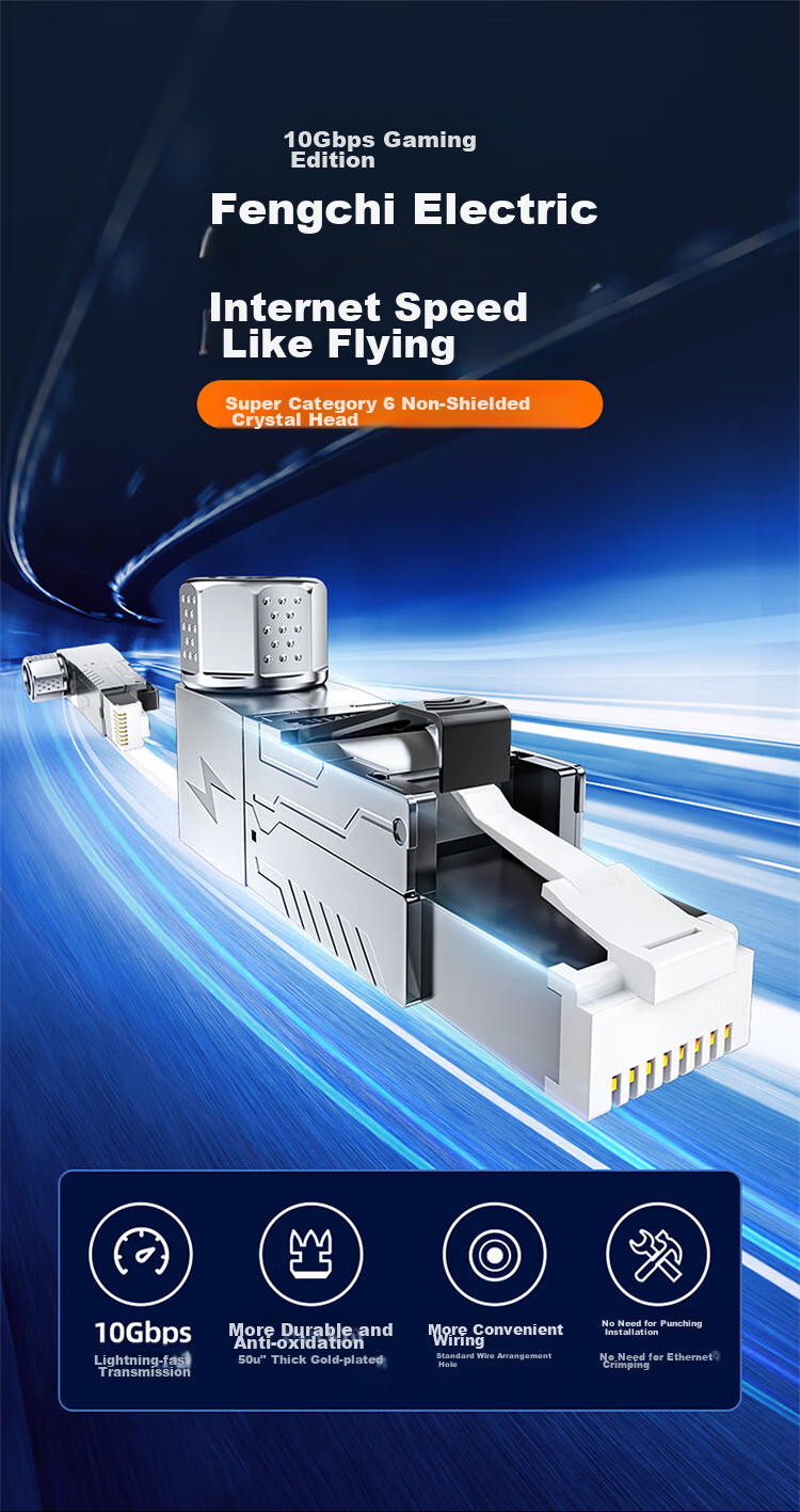 SAMZHE CAT6A 10G Shielded Tool-Free Crystal Head, Engineering-Grade CAT6A Tool-Free RJ45 Network Connector, Right-Angle Elbow CAT6A Network Cable Connector, Single Pack MDC65 1