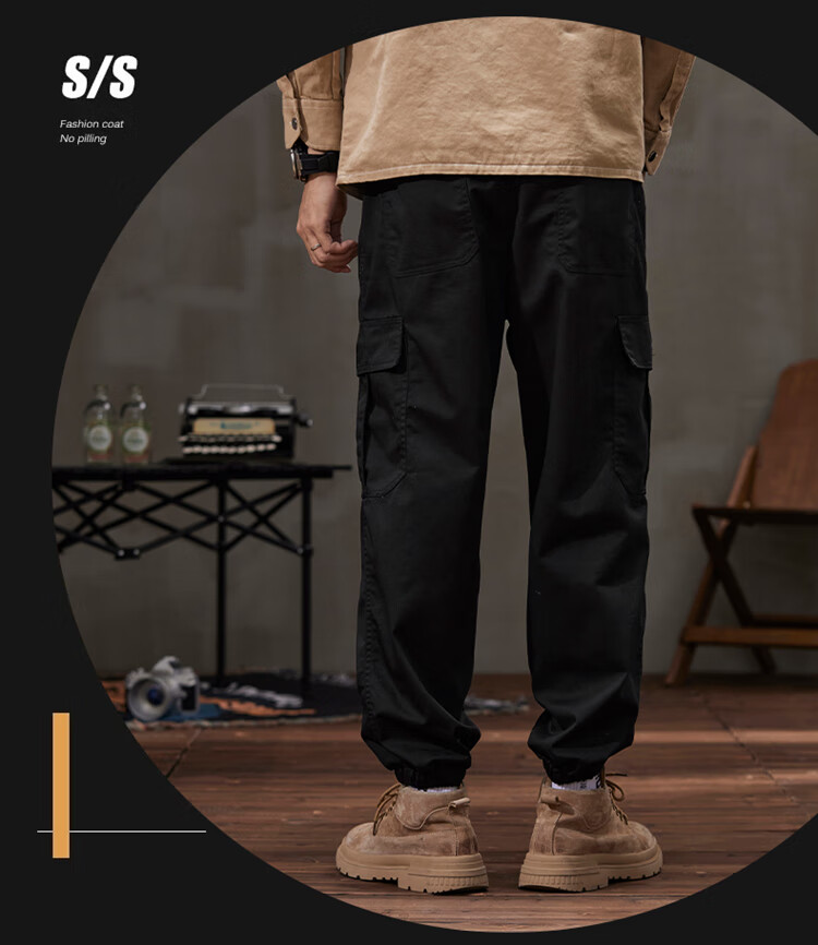 Dingfengbaoluo Casual Pants for Men, Summer Heavyweight Trendy Brand, Loose-Fitting Joggers, Fashionable Versatile Athletic Sweatpants, K602 Black 2XL 23