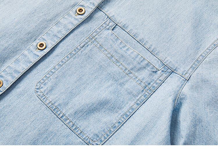 Dme Distinctive Single-Pocket Denim Shirt for Women, Medium Denim Blue, Size L 15
