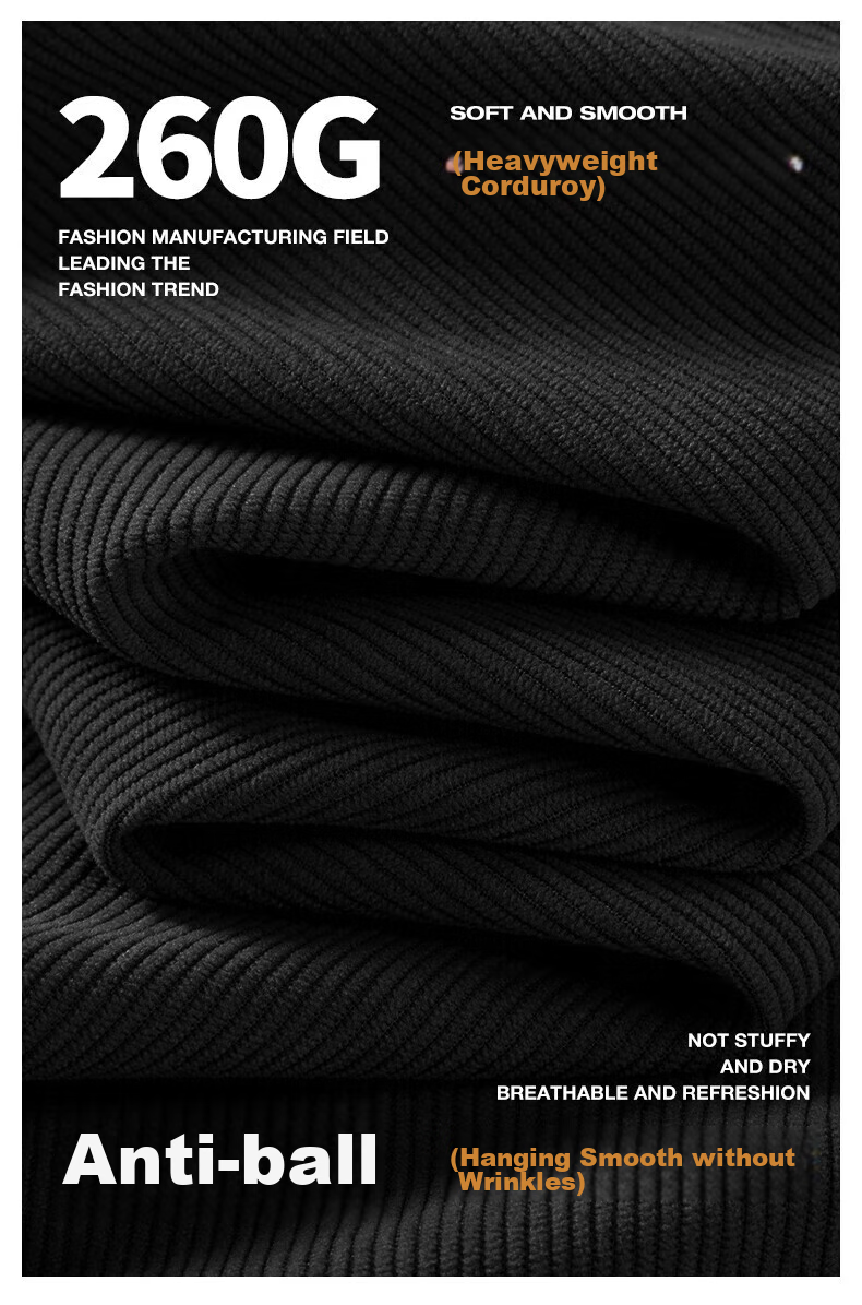 Huili Corduroy Pants for Men, Spring And Autumn New Style, Loose Straight Wide-Leg, Casual Sports Trousers, Long Pants, Black, 3XL 4