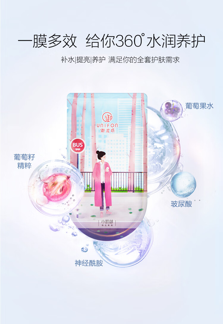 38596-御泥坊面膜 补水保湿滋养清洁提亮改善暗沉粗糙收缩毛孔紧致 盈润玻尿酸面膜女男30片-详情图