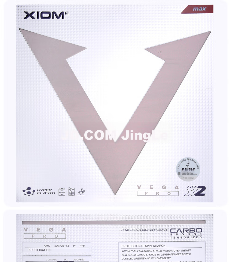 XIOM Table Tennis Rubber, Anti-Slip Rubber, Silver V Vega Pro 79-012, Black MAX 3