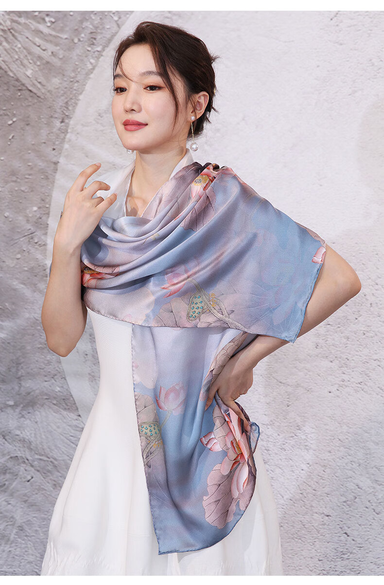 Hangsilu Silk Scarf for Women, Mulberry Silk Shawl, High-End Birthday Gift, Holiday Present for Mom And Teachers 10