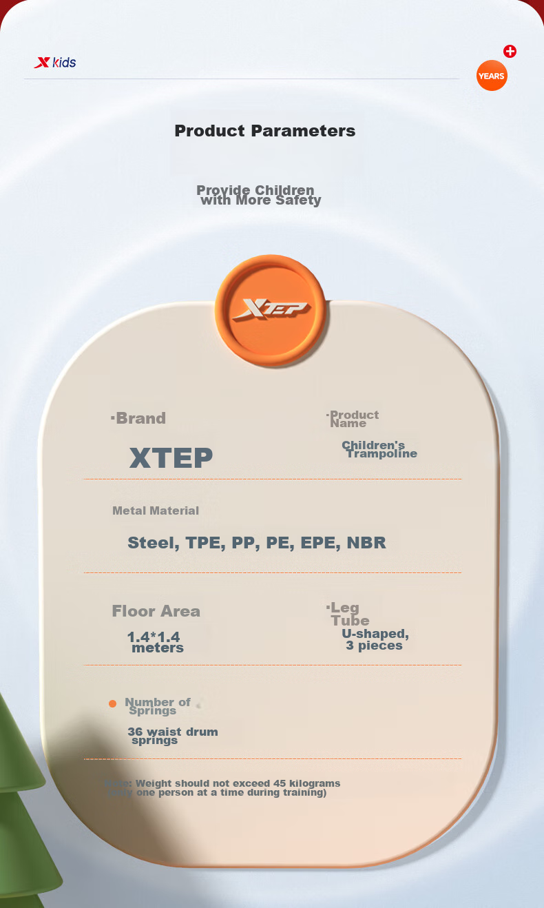 XTEP Trampoline for Children And Adults, Indoor Single Bar Bouncy Jumping Device, Exercise Equipment for Ages 3-10, Home Use 34