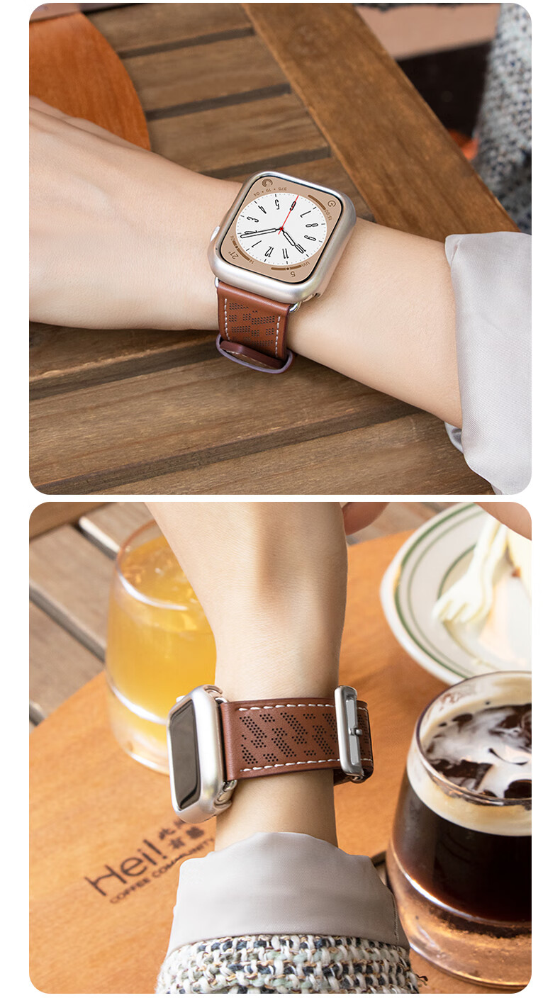 Weiqiantu [Genuine Leather Watch Strap] Compatible with Apple Watch Series 12/11 Strap, Genuine Leather Apple IWatch Series 12/11/10/9 Strap, SE3/ultra4/3/2 Men's And Women's Styles 8