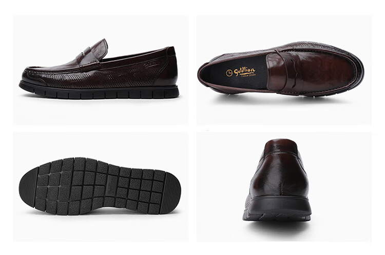Goldlion Men's Business Casual Perforated Breathable Comfortable Durable Loafers G508320205 Black Size 39 20