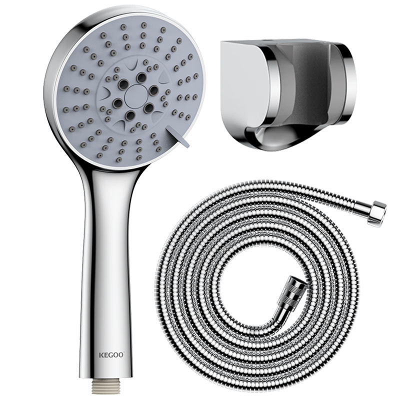 KEGOO Handheld Shower Head Set with 5 Water Settings, Shower Head Hose Base Three-Piece Set K201223