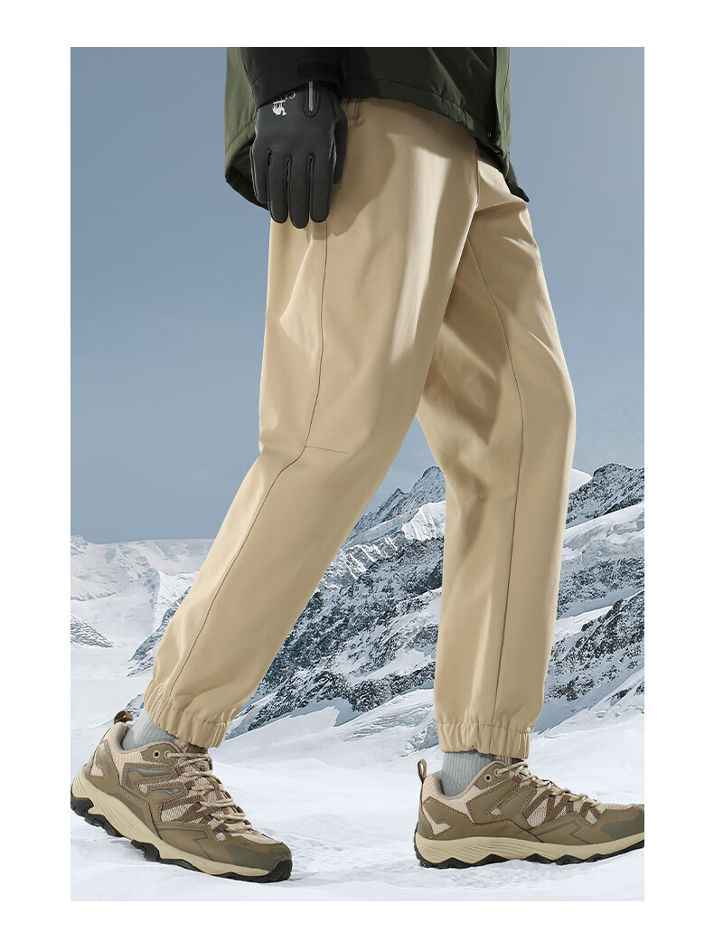 CAMEL Outdoor Softshell Pants for Women, Water-Repellent, Elastic Ankle, Fleece-Lined, Warm, Windproof, Outdoor Hiking Trousers for Men, A23CA6J034 1
