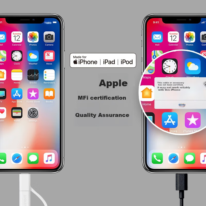 Кабель ANKER MFi Certified Three-In Apple Type-C Android, 0.9м, белый