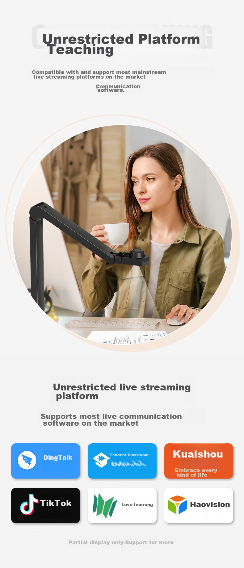 NTEUMM 16 Million Pixel High-Definition Video Document Camera, Exam Paper Teaching Projector, Calligraphy Painting Projection Live Streaming Camera Online Course Recording High-Speed Camera SD-9000 4