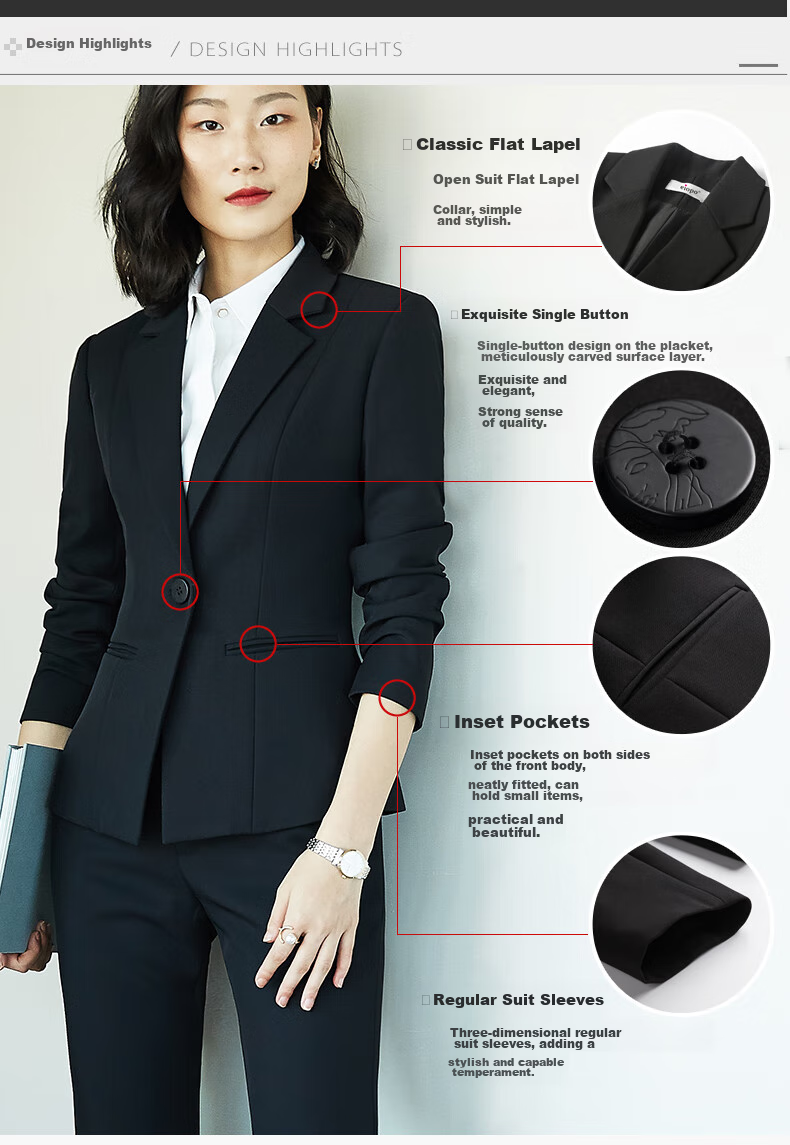 Quehou Spring And Autumn 2022 Fashion Casual Blazer Women's Professional Work Uniform Interview Formal Suit Jacket, Black, Size S 6