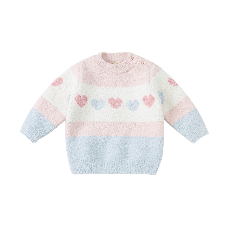 DAVE & BELLA 2021 Autumn Winter Girls' Pullover Sweater Knitted Top Stylish DBZ19832 Pink 100cm