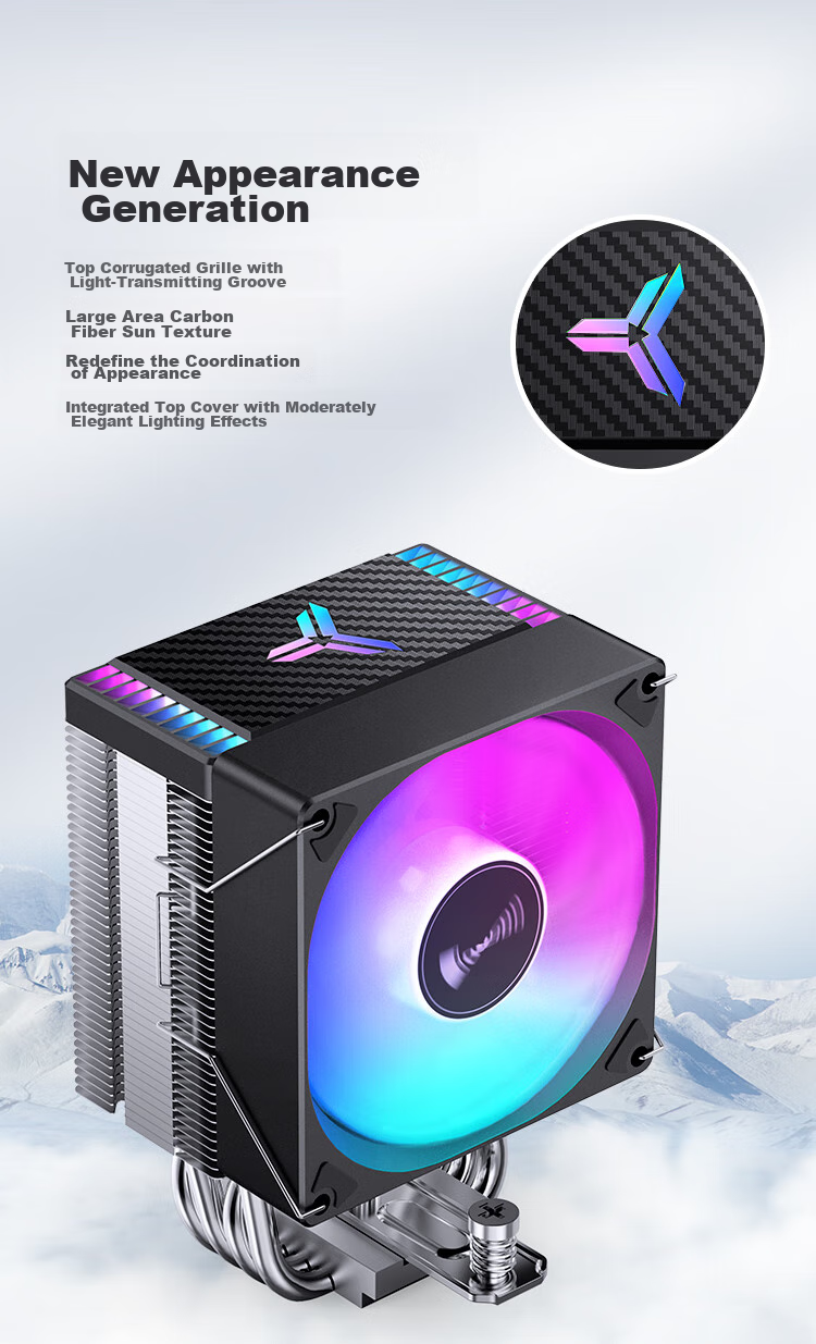 JONSBO CR-1400EVO Color Edition CPU Air Cooler (Nickel-Plated 4 Heat Pipes/RGB Lighting Effects/PWM Fan/130mm Height/Multi-Platform/Thermal Paste Included) 11