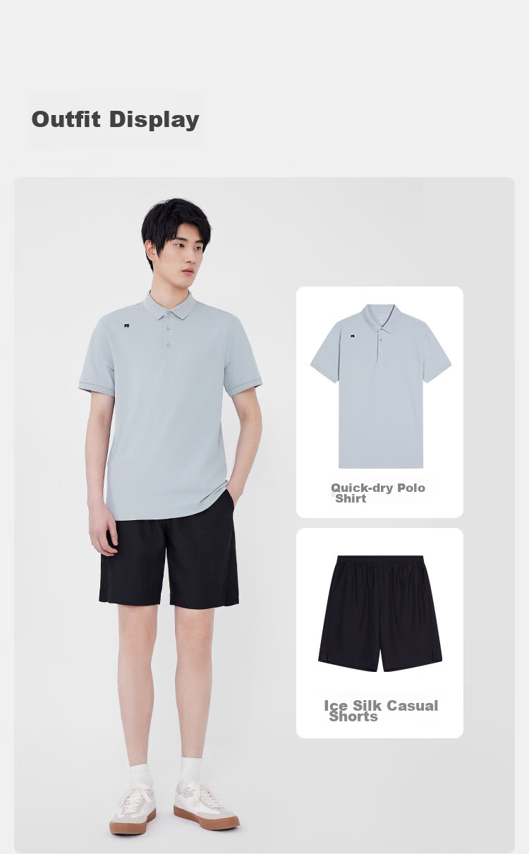 JD Original [Lightning Quick-Dry] Men's Short-Sleeve Polo Shirt, Men's T-Shirt, Men's Clothing, Navy Blue, M 13