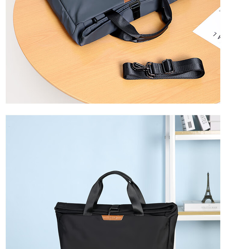 GOLF Business Briefcase, Men's Casual Large-Capacity Handbag, Can Fit 14-Inch Laptop, Fashionable Multifunctional Shoulder Crossbody Bag, 6J679424J Black 24