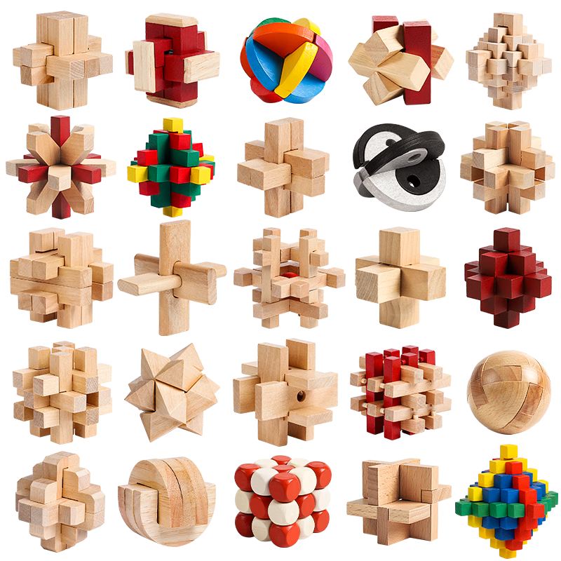 Hongke Kongming Lock Luban Lock 25-Piece Set Children's Educational Puzzle Toy for Ages 7-14 Thinking Training Birthday Gift for Boys