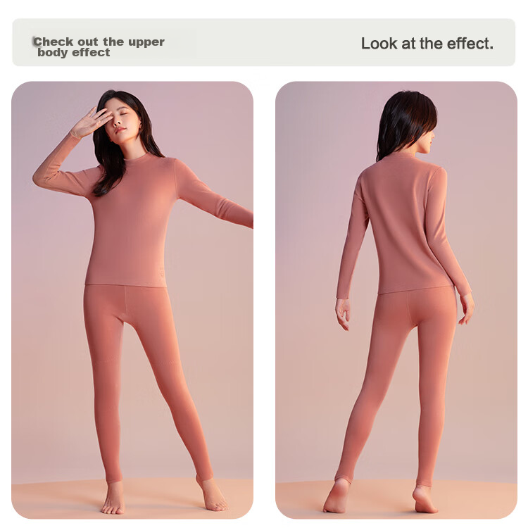 Hodo [Same As in Mall] 320GB Women's Thermal Underwear, Warm Half-Turtleneck Autumn Top And Pants, Knee Protection Thermal Set 18