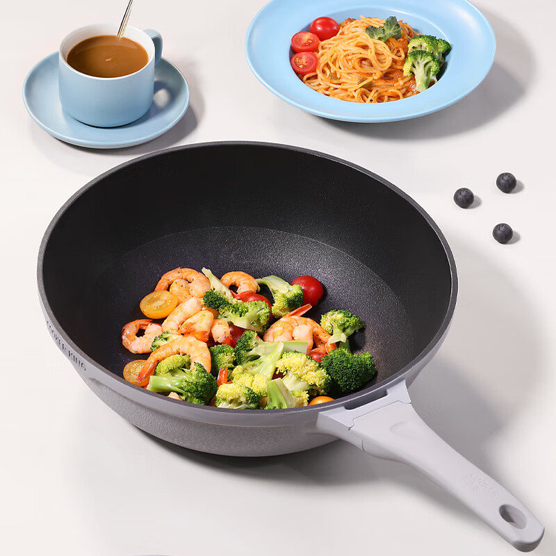 COOKER KING Wok, Easy-To Flat Bottom Non-Stick Pan, Stir-Fry And Frying Pan, 32cm, Compatible with Induction Cookers, Meishang BP50816